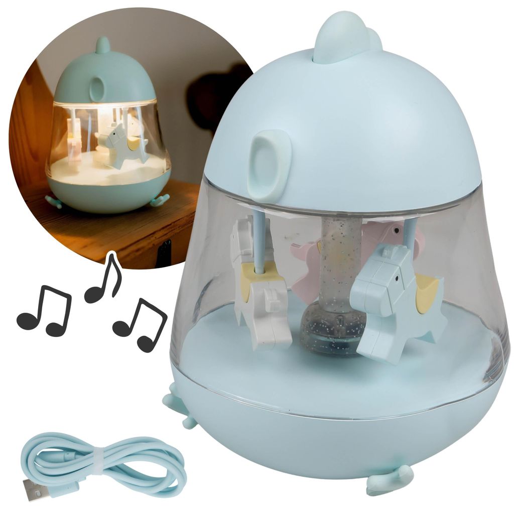 Mary's Spieluhr mit LED-Nachtlicht – blaue Kinderzimmer-Lampe, USB-aufladbar, Warmweiß & RGB