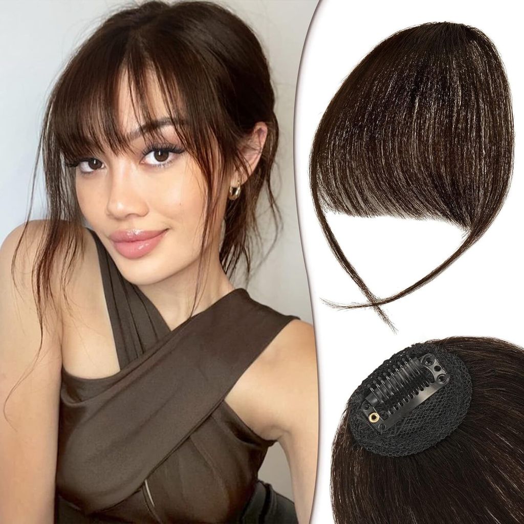 Clip in Pony   Haarteil Echthaar Clip in Bangs mit Schläfen Produktbild 