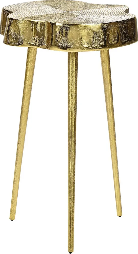 Table d'appoint BELIANI en métal doré 30x30x50 cm avec effet bois brillant