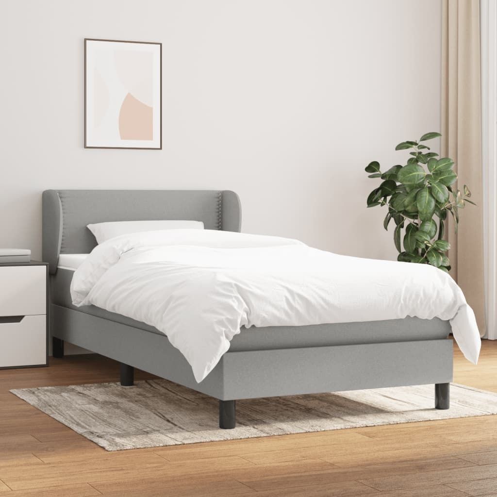Maison Exclusive - Boxspringbett mit Matratze Hellgrau 90x200 cm Stoff