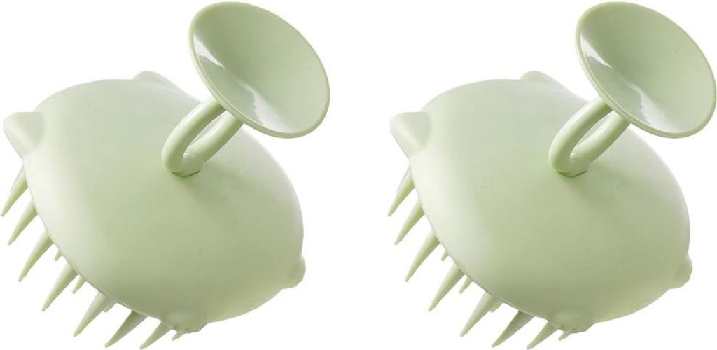 INF Kopfhaut Massage Bürste mit Saugnapf - 2er Pack, Silikon Kopfhautbürste Grün