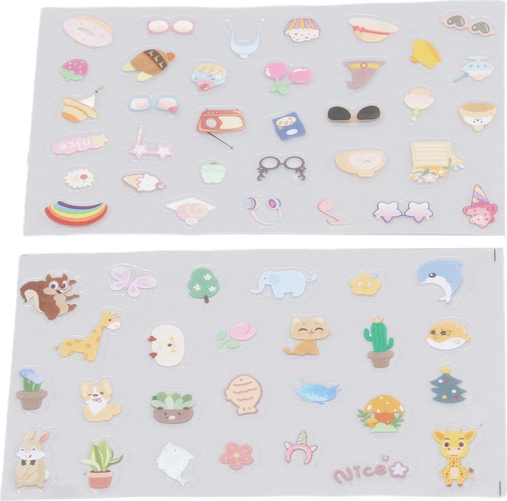 2 Stück dekorative Aufkleber, niedlicher Cartoon, selbstklebender Aufkleber, bunt, PVC für DIY-Album, Planer, Sammelalbum, Tiere