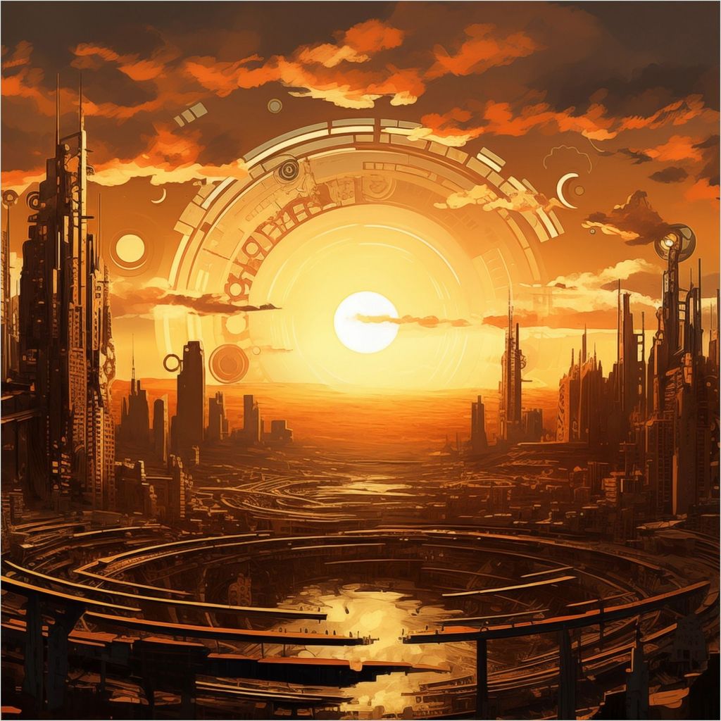 Wallario selbstklebende Möbelfolie/ Tischdecke für Innen und Außen, Größe: 90 x 90 cm - Sonnenportal in die Zukunft