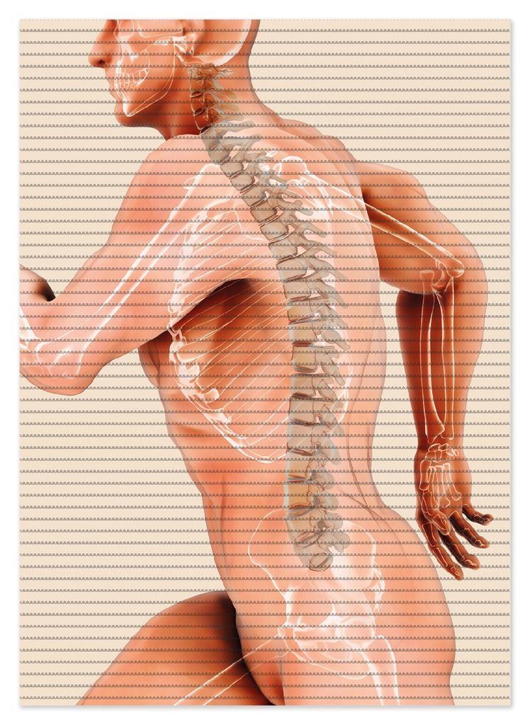 Wallario Duschmatte Antirutschmatte Badmatte Fußmatte Anatomie Wirbelsäule - Menschliches Skelett beim Laufen, Größe ca. 70 x 50 cm