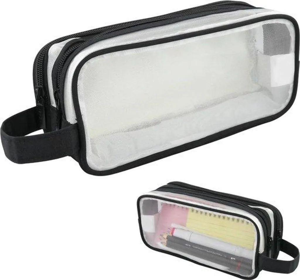 Trousse Noire 2 Compartiments en Plastique - Fournitures Scolaires Garçon