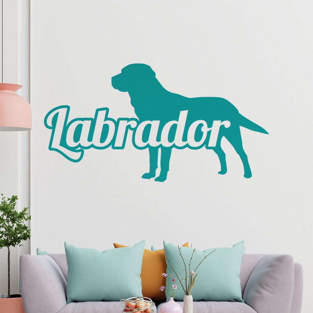 KIWISTAR Labrador mit Name Silhouette Schrift Wandtattoo in 6 Größen - Wandaufkleber Wall Sticker - Dekoration, Küche, Wohnzimmer, Schlafzimmer,...