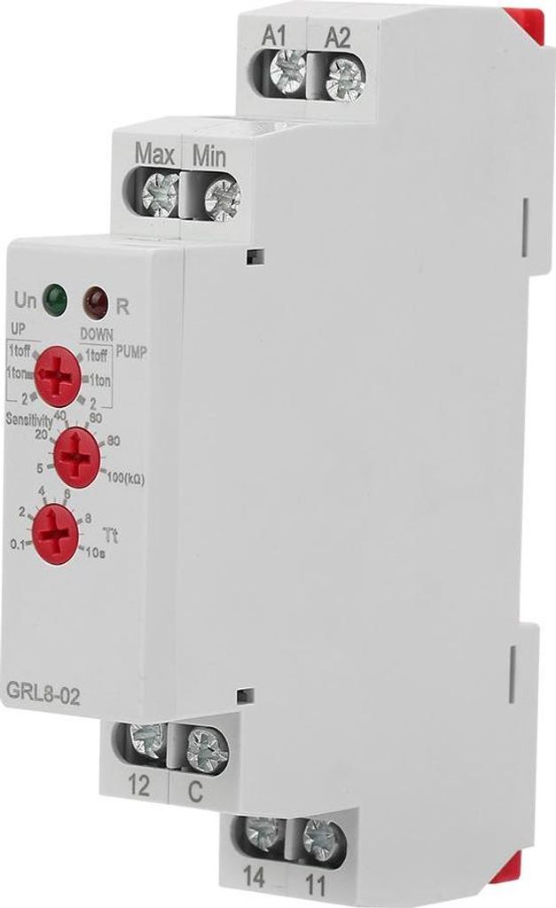 GRL8-02 Flüssigkeitsstand-Relais Wasserstandregler 10A AC/DC 24V-240V, DIN-Schienenmontage