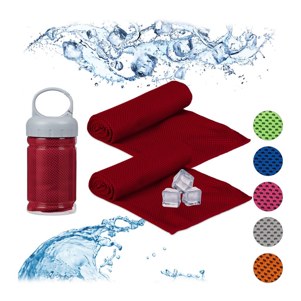 relaxdays 2 x Kühlendes Handtuch rot