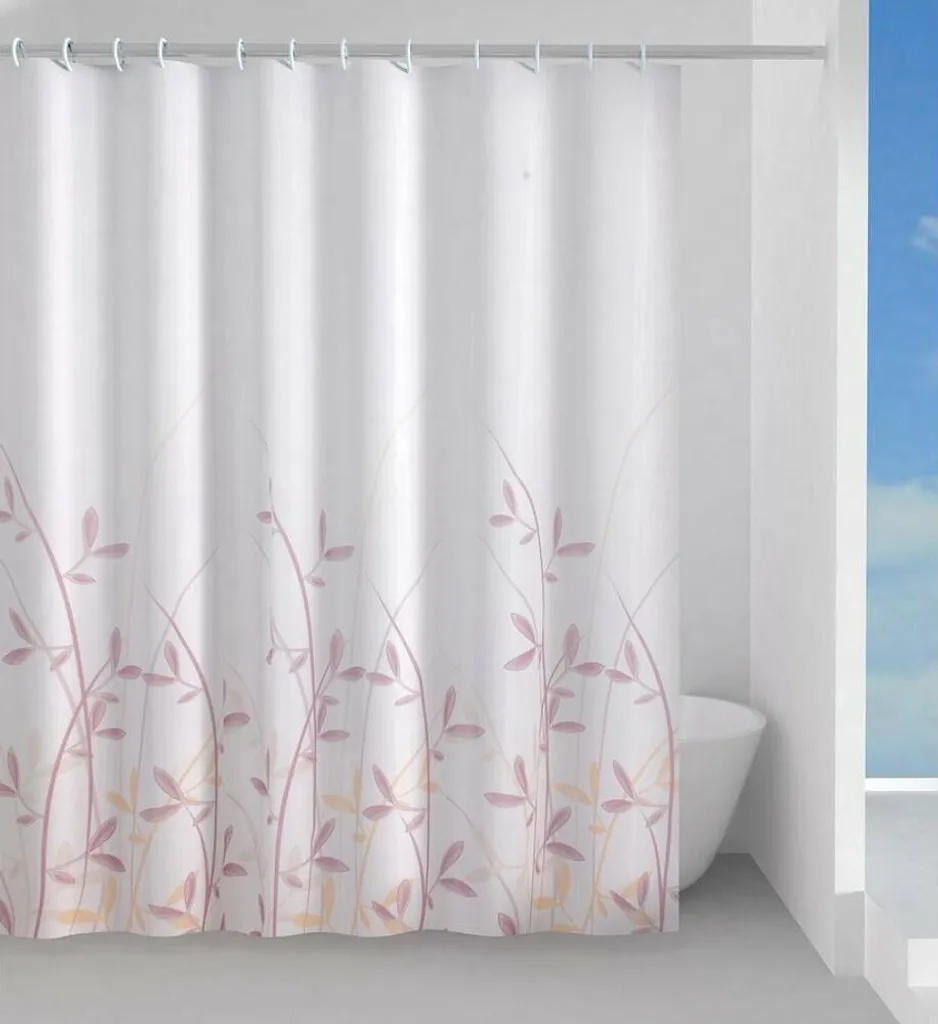 Rideau de douche imperméable FLORA 180x200cm lavable et traité anti-calcaire