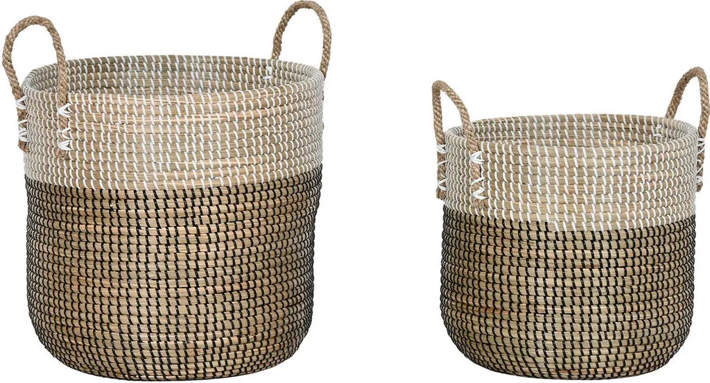 Paniers tressés Home ESPRIT grand format 44x49 cm Blanc et Noir