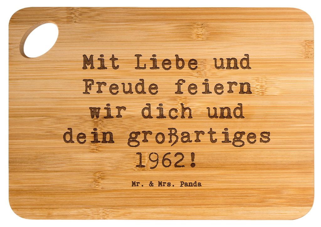 Mr. & Mrs. Panda Schneidebrett Spruch 1962 Geburtstag - Transparent - Geschenk, Happy Birthday, Frühstücksbrettchen, historische Ereignisse, Glü...