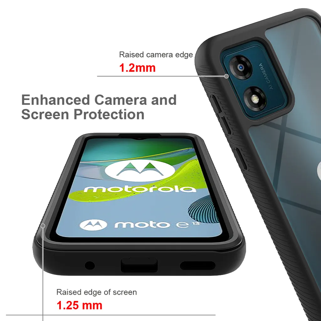 Offerta Cover Moto E13 - Custodia Ibrida Trasparente e Bumper Nero - 4