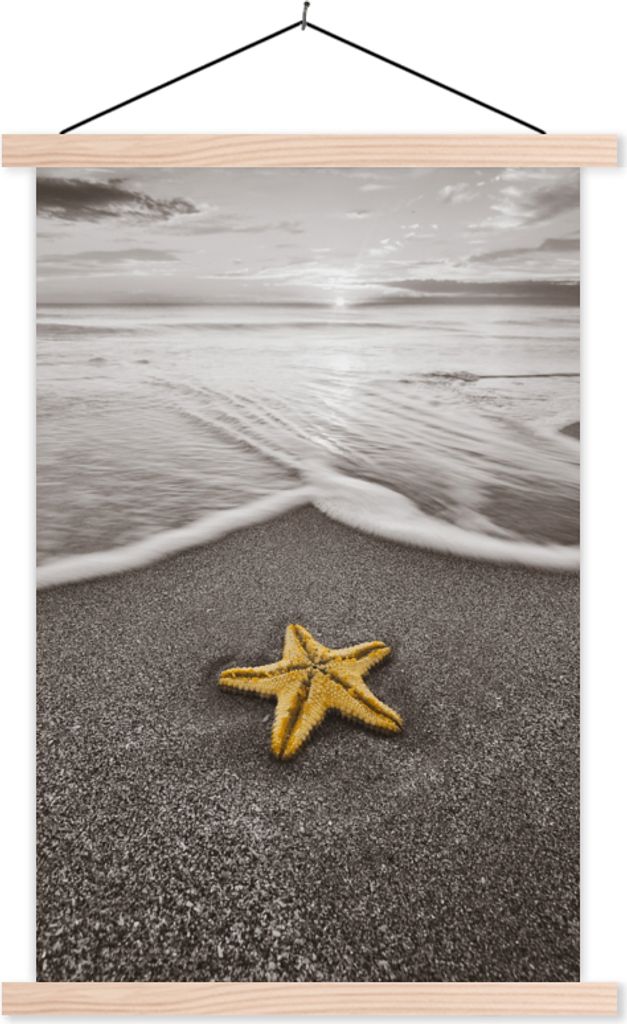 MuchoWow Textilposter Seesterne - Strand - Golf 40x60 cm mit holzfarbenen Rahmen - Poster