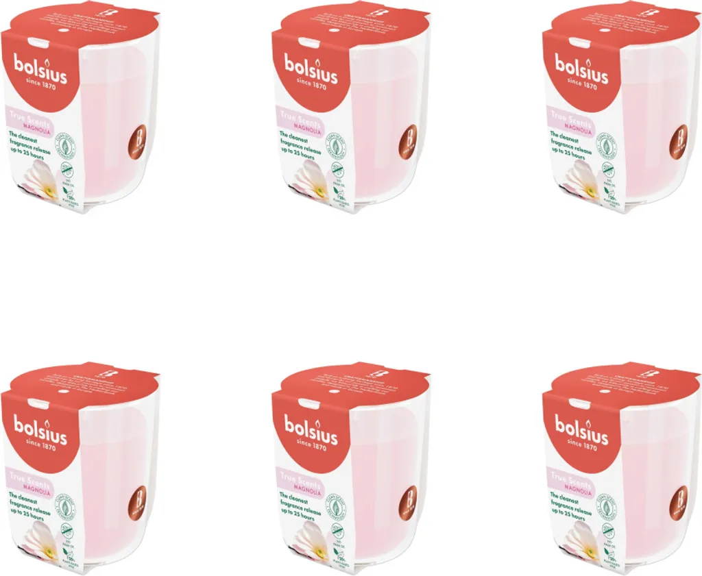 Bougie Magnolia Bolsius pour Décoration d'Intérieur - Pack de 6 Verres