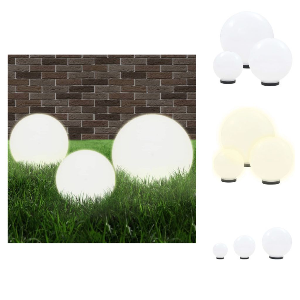 vidaXL LED-Gartenleuchten-Set 3-tlg. Kugelförmig 20/30/40 Produktbild 