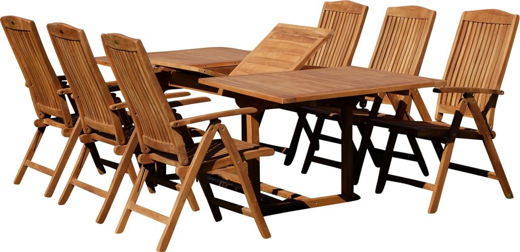 AS-S XXL Teak Set: Gartengarnitur Ausziehtisch 180-240cm + Produktbild 
