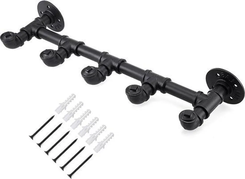 Rail de présentation en fer rustique noir mat, robuste et durable 80cm