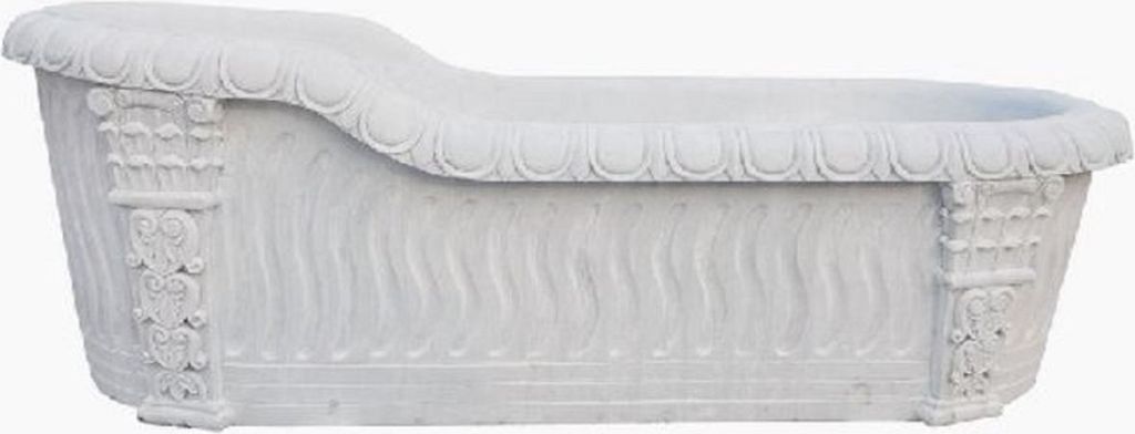 Casa Padrino Luxus Barock Badewanne Weiß 180 cm - Freistehende Marmor Badewanne - Bad Accessoires - Edel & Prunkvoll