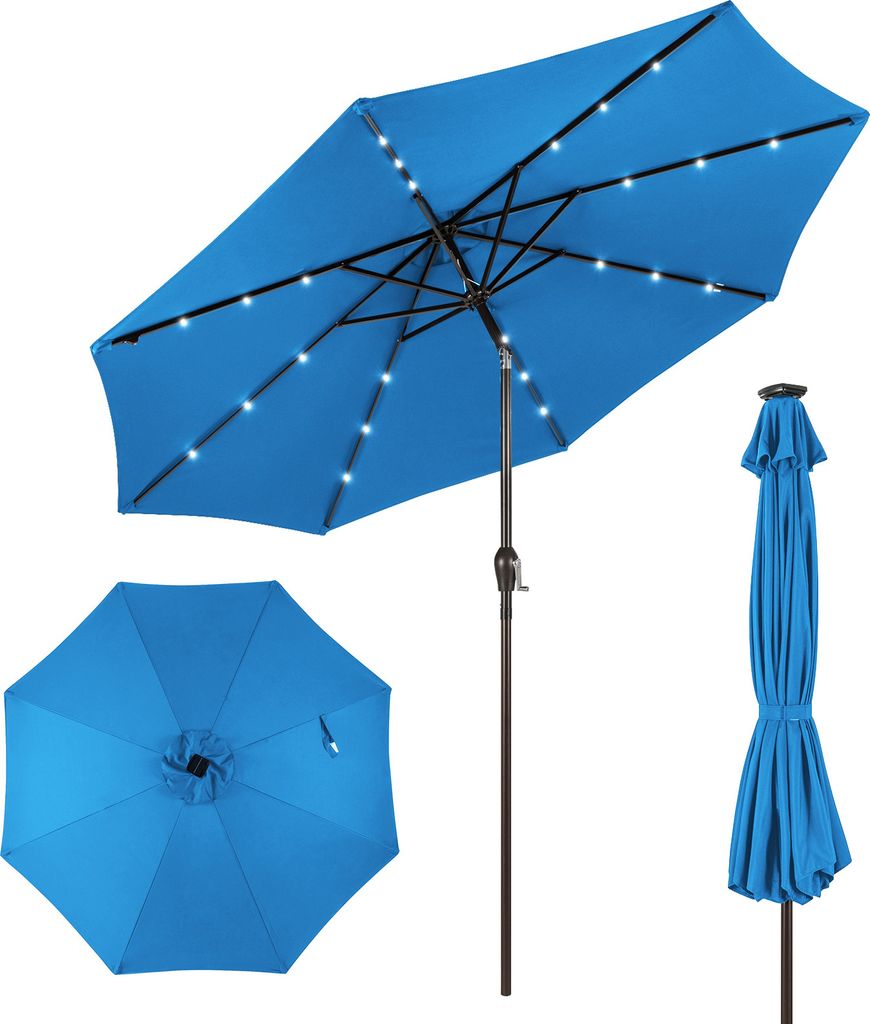 COSTWAY Parasol 300cm avec 8 baleines, éclairage solaire Image du produit 