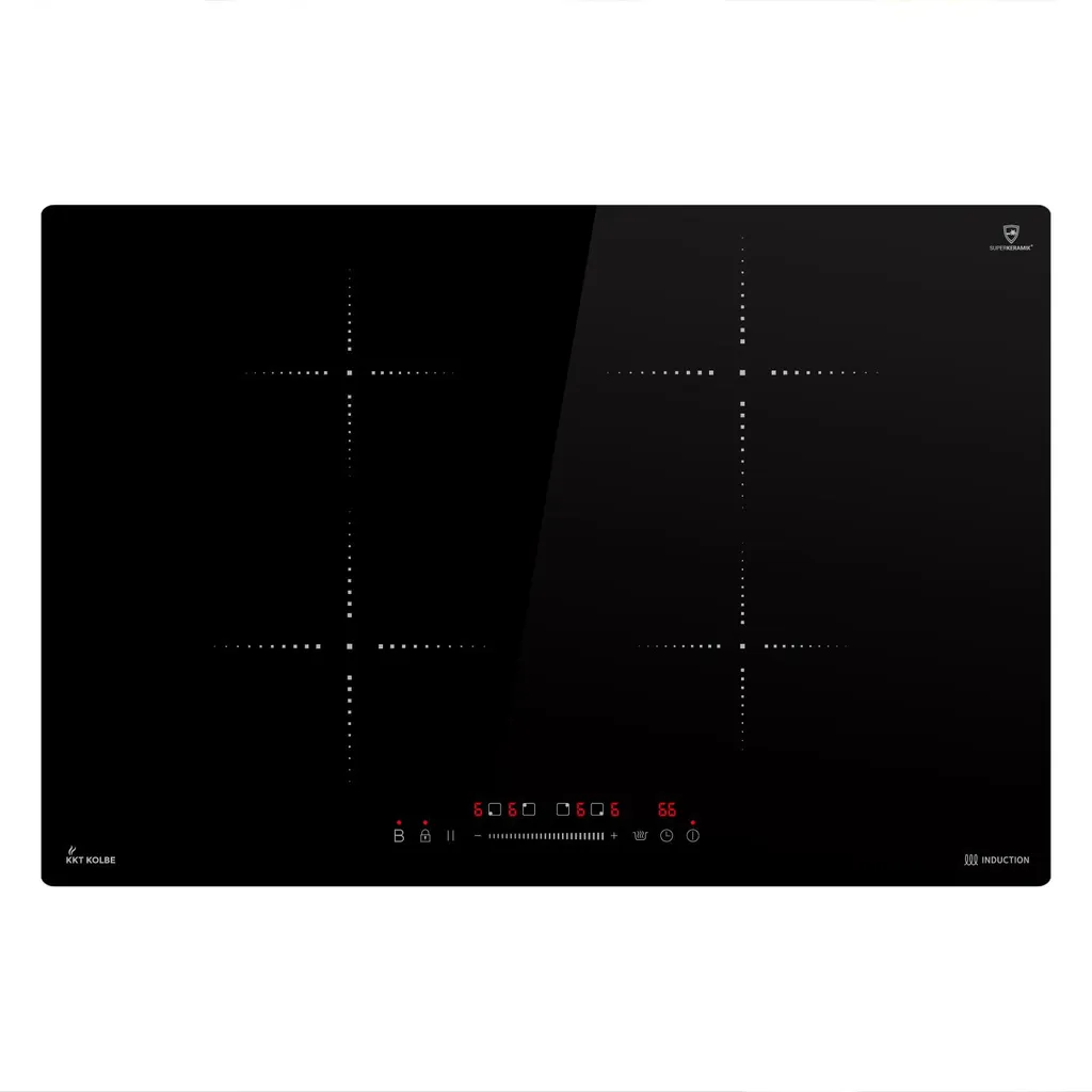KKT KOLBE Plaque Induction 77cm 7kW 4 Zones de Cuisson à 9 Niveaux