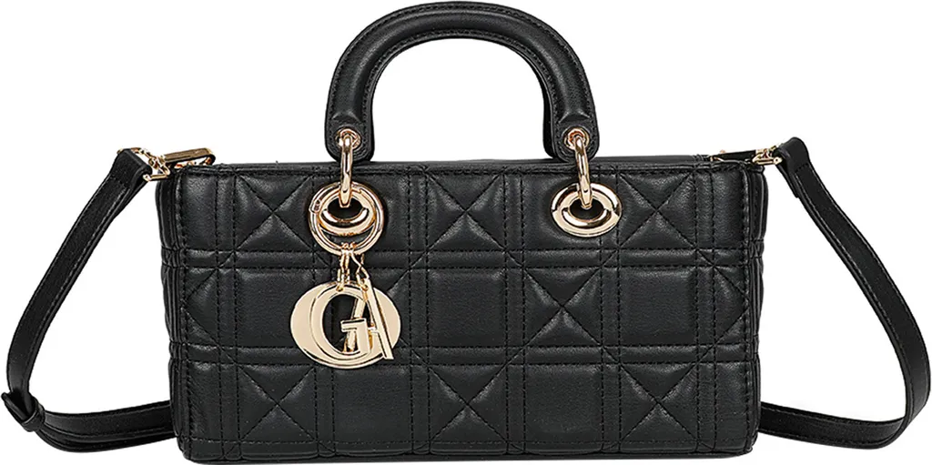 Sac à main cabas noir pour femme design piqué et bandoulière amovible