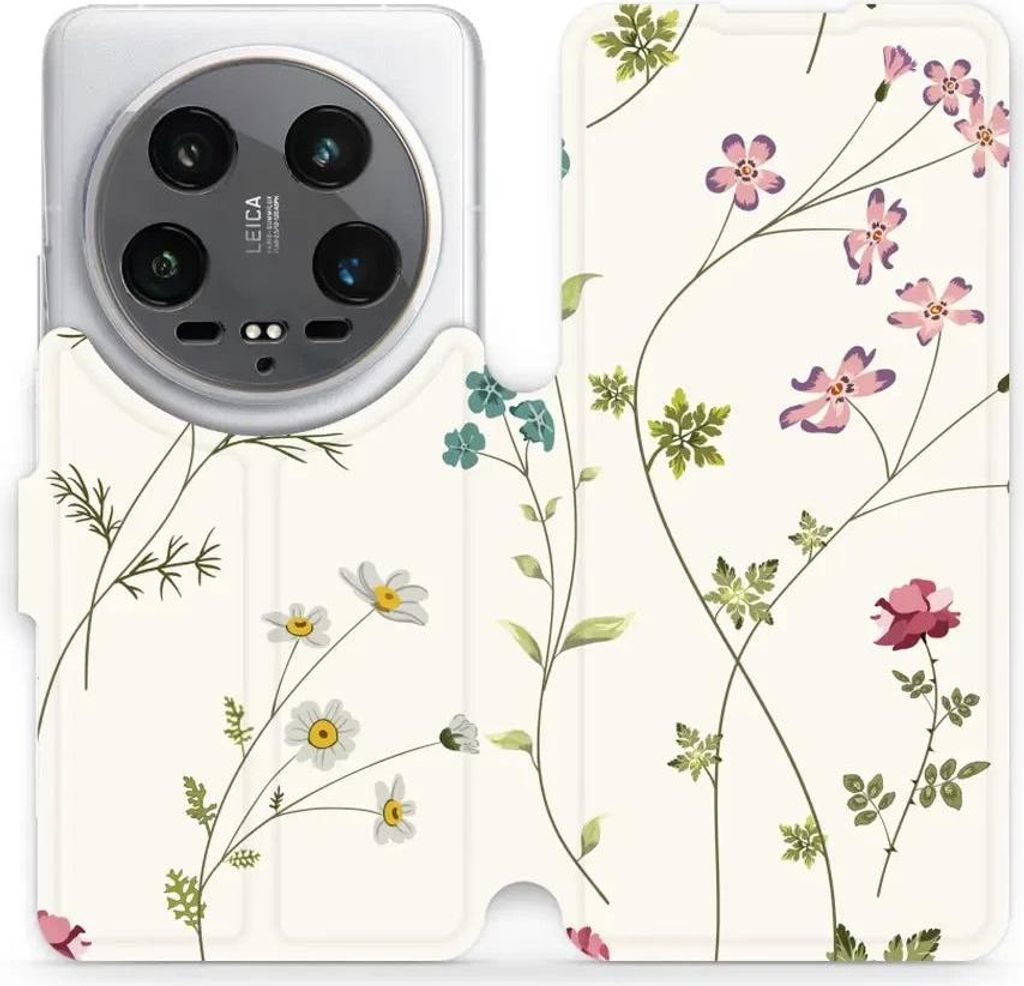 Handyhülle mit klappe für Xiaomi 14 Ultra, Mobiwear Book, Feldblumen