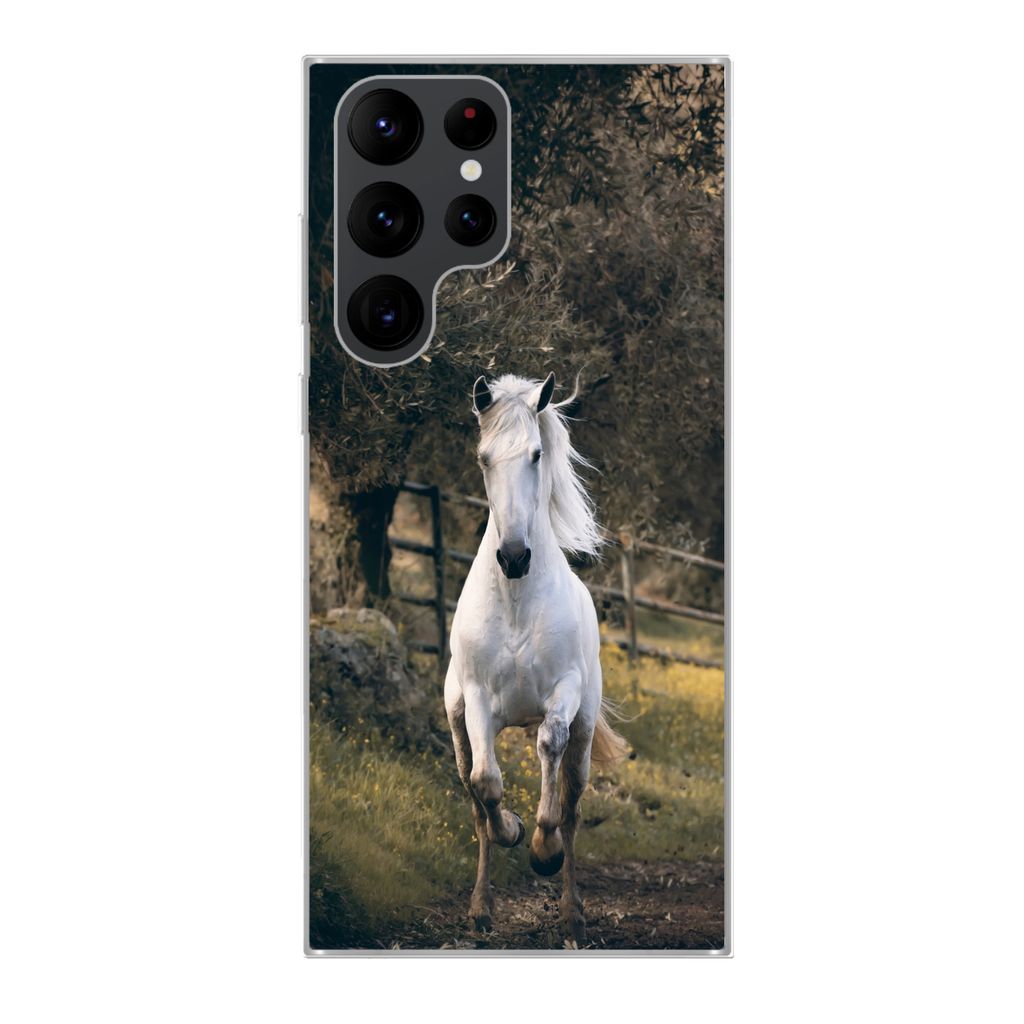 MuchoWow Handyhülle Schutzhülle Hülle für Samsung Galaxy S22 Ultra Pferd - Natur - Schlamm Silikon Softcase Handy Hülle - Abbildung