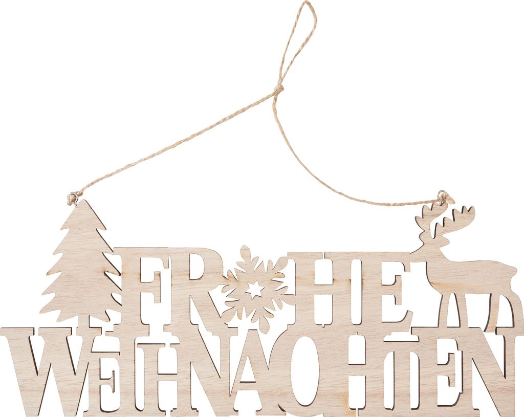 VBS Holz-Anhänger / Schriftzug "Frohe Weihnachten"