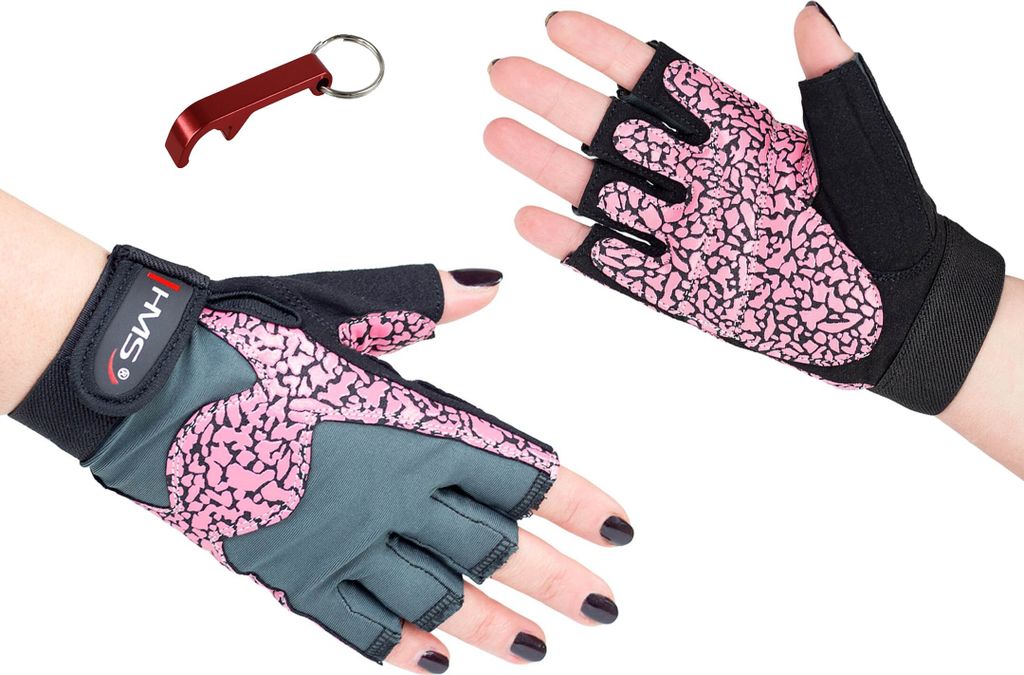 Rst03 Rosa/Grau Grösse. M Turnhandschuhe Hms