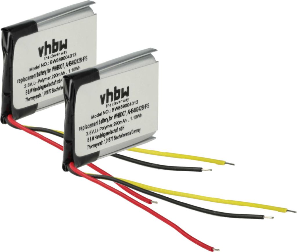 vhbw 2x Akku kompatibel mit Jabra Engage 75, 65 Wireless Headset Kopfhörer (290 mAh, 3,8 V, Li-Ion)