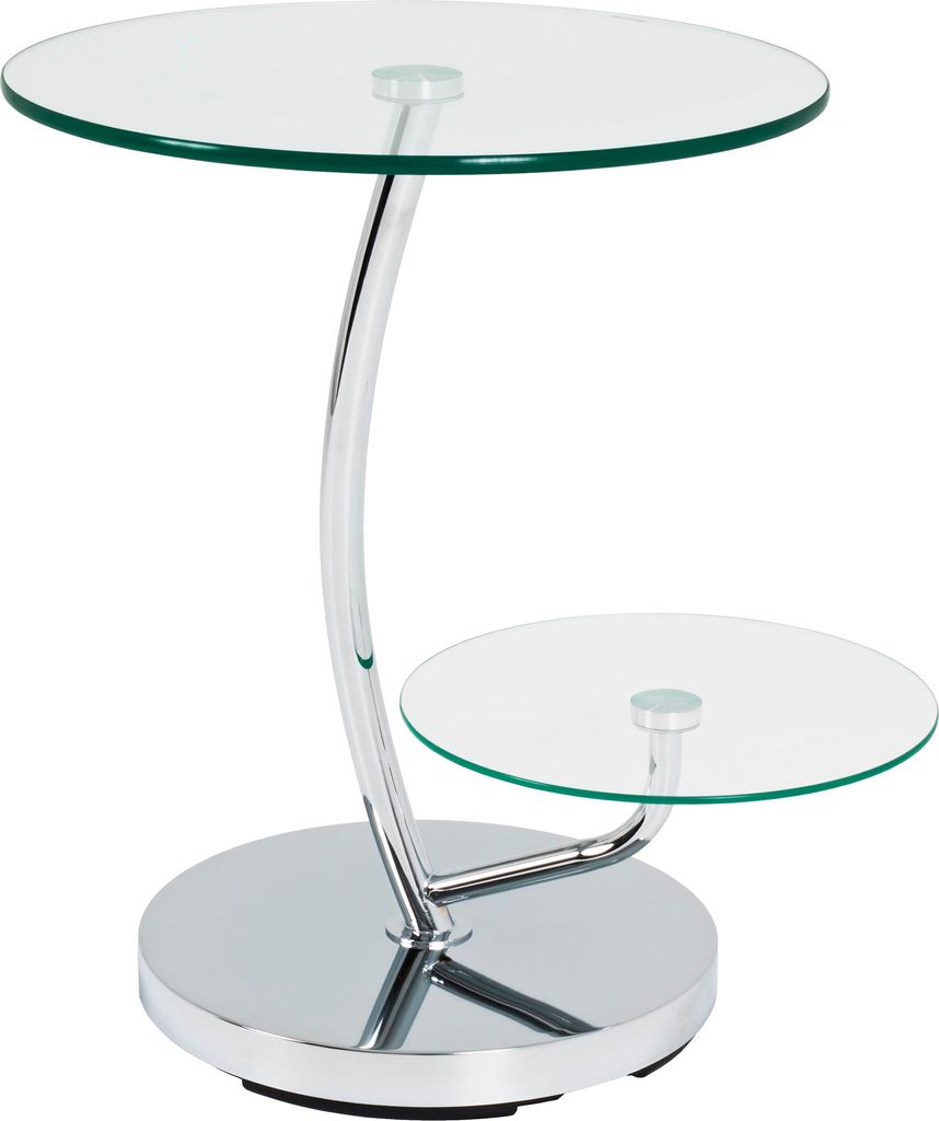 HAKU Möbel Beistelltisch chrom - Metall, Sicherheitsglas 10 mm, Sicherheitsglas 5 mm, B/H/T: 52x55x52 cm