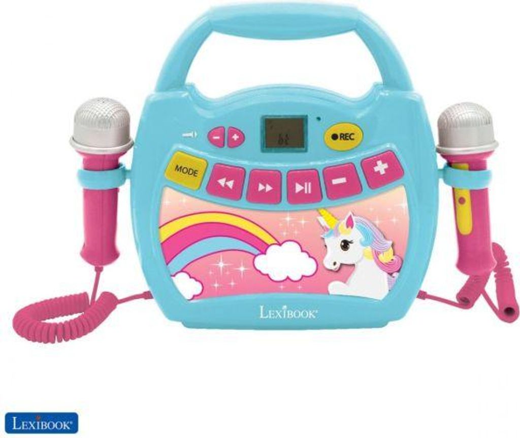 LEXIBOOK Musikplayer Karaoke BT USB MicroSD-Sl. 2Mikrofone Einhorn MP300UNIZ