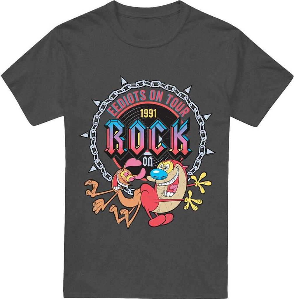 Ren & Stimpy - "Eediots On Tour" T-Shirt für Herren/Damen Uni TV18352 (S) (Holzkohle)