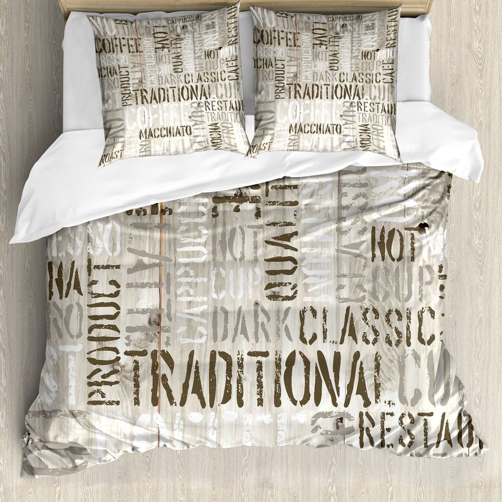 ABAKUHAUS Modern Bettbezug, Kaffee-Satz Espresso, Milbensicher Allergiker geeignet mit Kissenbezügen, 155 cm x 220 cm - 80 x 80 cm, Beige Armee-Grün