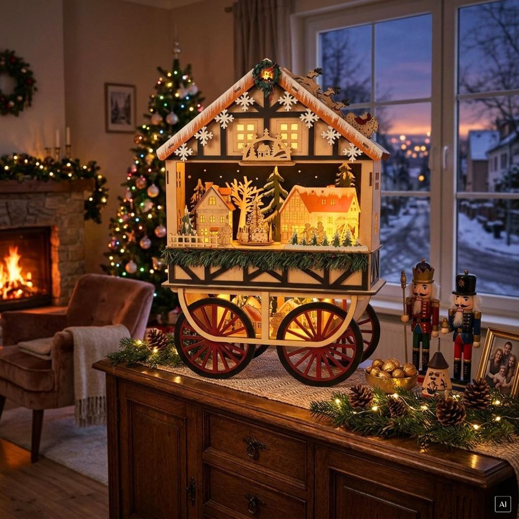 abc HOME | Spieluhr Weihnachtswagen mit LED-Beleuchtung | 8 Produktbild 