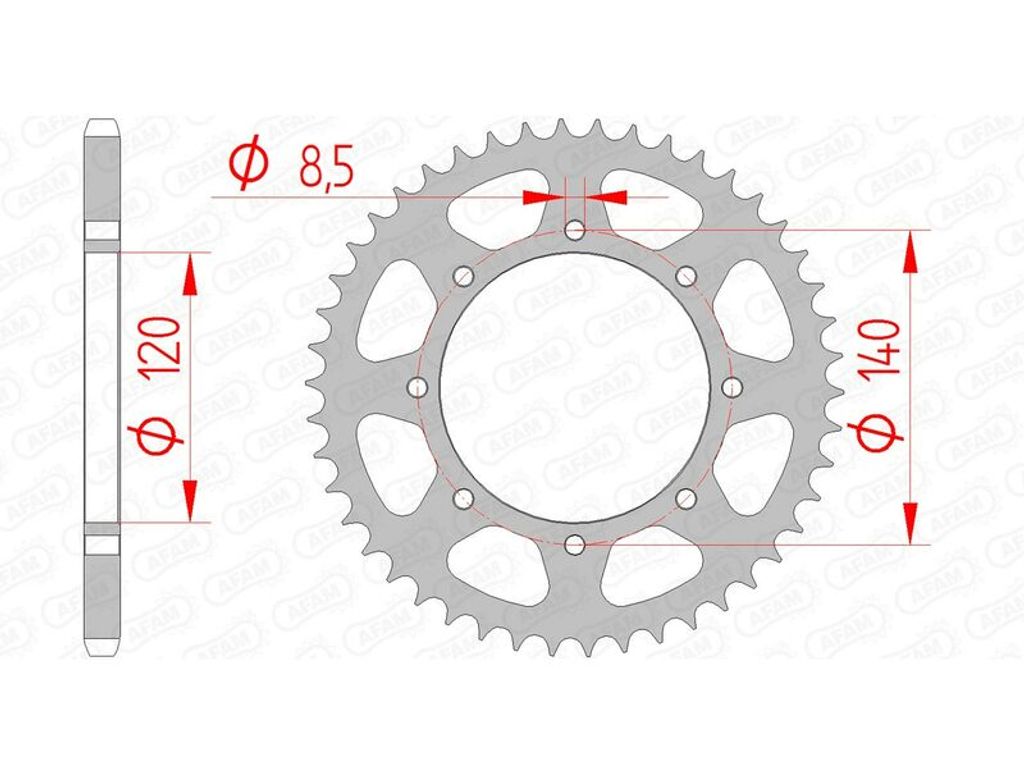 AFAM Kettenrad Stahl Standard - 520