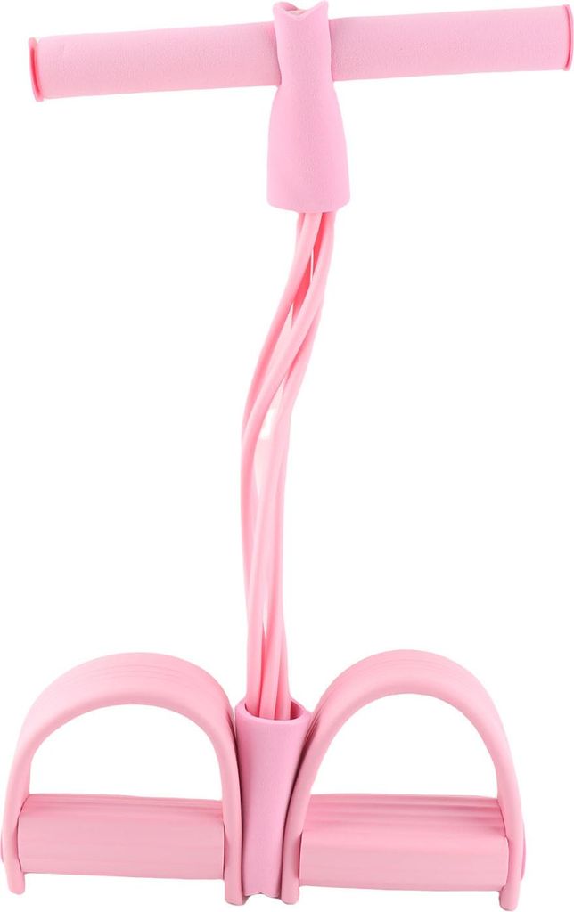 4 Tube Elastic Pull Rope Sit Up Training Pedal Resistance Band Yoga Stretching Fitness EquipmentPink