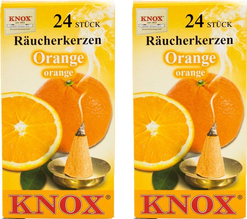 KNOX 2er Set Räucherkerzen Orange - Inhalt jeweils 24 Stück, Größe M (Standard) - 013200