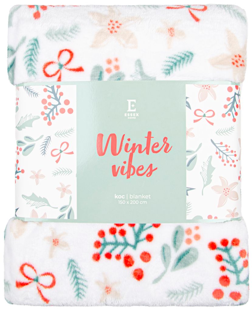 Decke, eine warme Weihnachtsdecke Winter vibes 150x200 Weiß, Weihnachtsdekoration