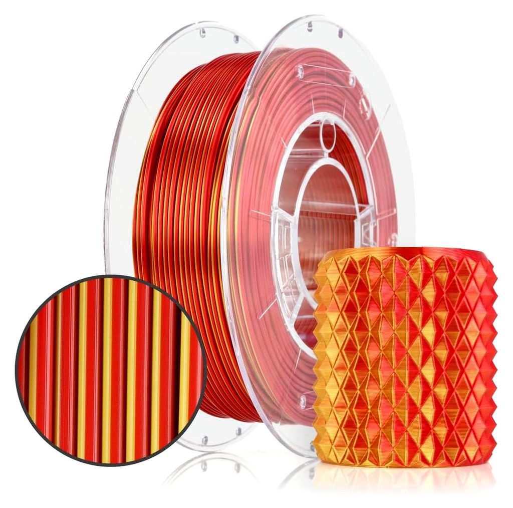 PLA Silk Filament 1,75 mm für 3D-Drucker, Feuer Spule 0,3 kg, zweifarbig