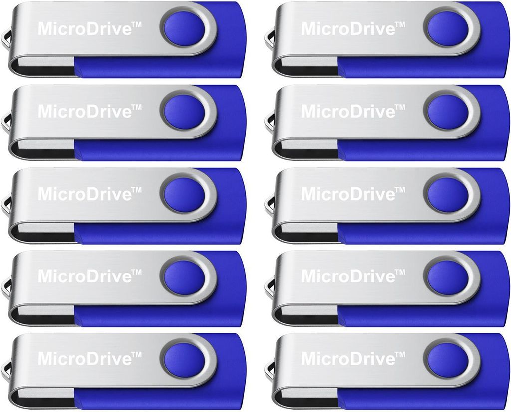 10x 32GB USB 2.0 Stick Flash USB Drive Swivel USB Flashdrive Speicherstick Memorystick Farbe: Blau
