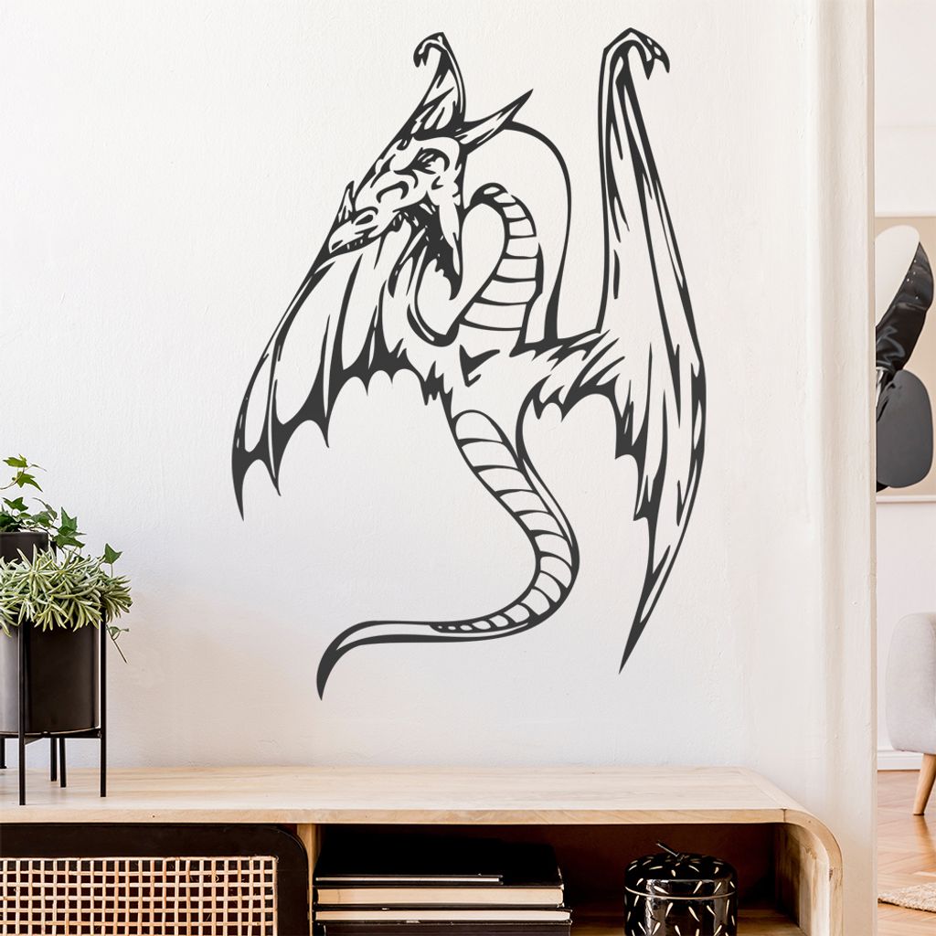 Flugdrache Wandtattoo in 6 Größen - Wandaufkleber Wall Sticker - Dekoration, Küche, Wohnzimmer, Schlafzimmer, Badezimmer