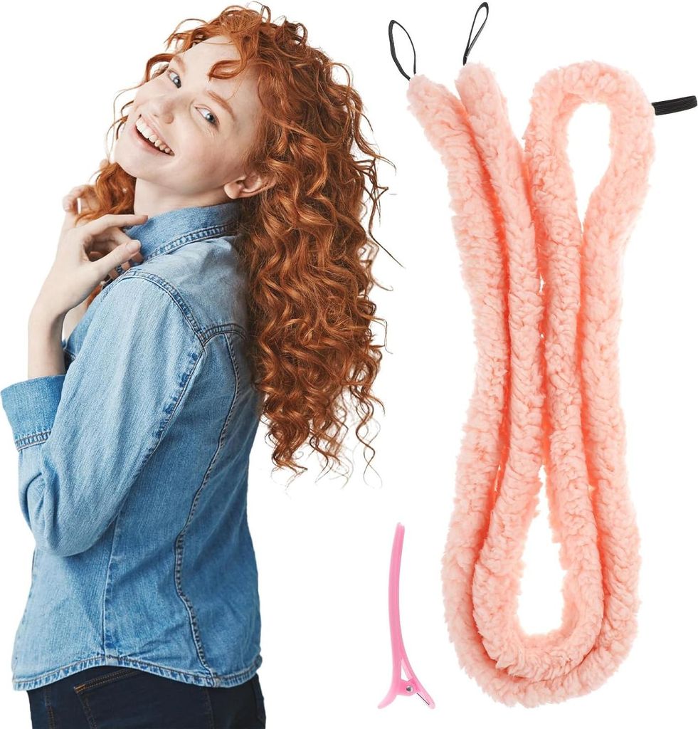 Hitzefreie Lockenbänder mit 1 Haarnadel 160 cm Lockenwickler für locken ohne Hitze für langes und kurzes Haar