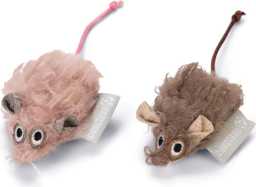 Beeztees Mäuse Boyo - Katze Spielzeug - braun/ pink - 14,5x5x1,5 cm
