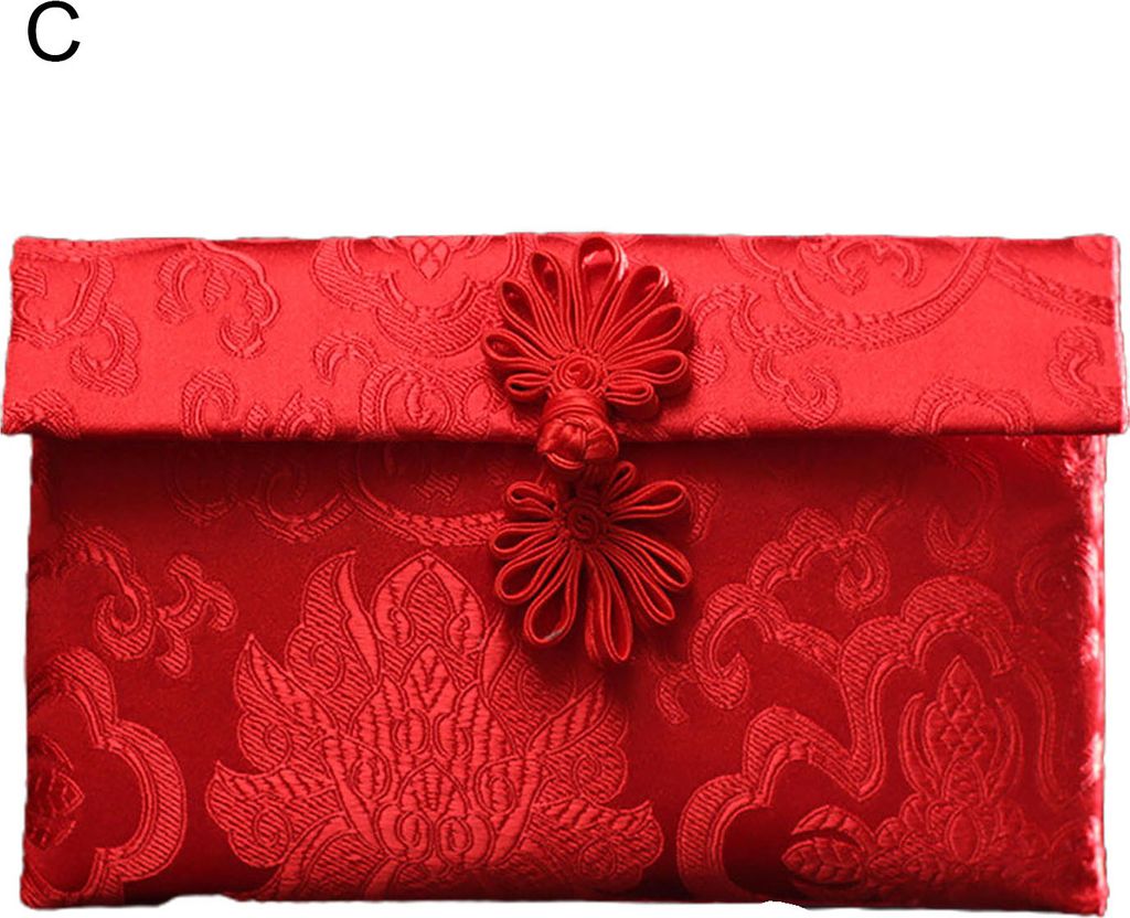 chinesischer Stil Stickerei Design Red Envelope Lucky Money Bag Party Supplies-C