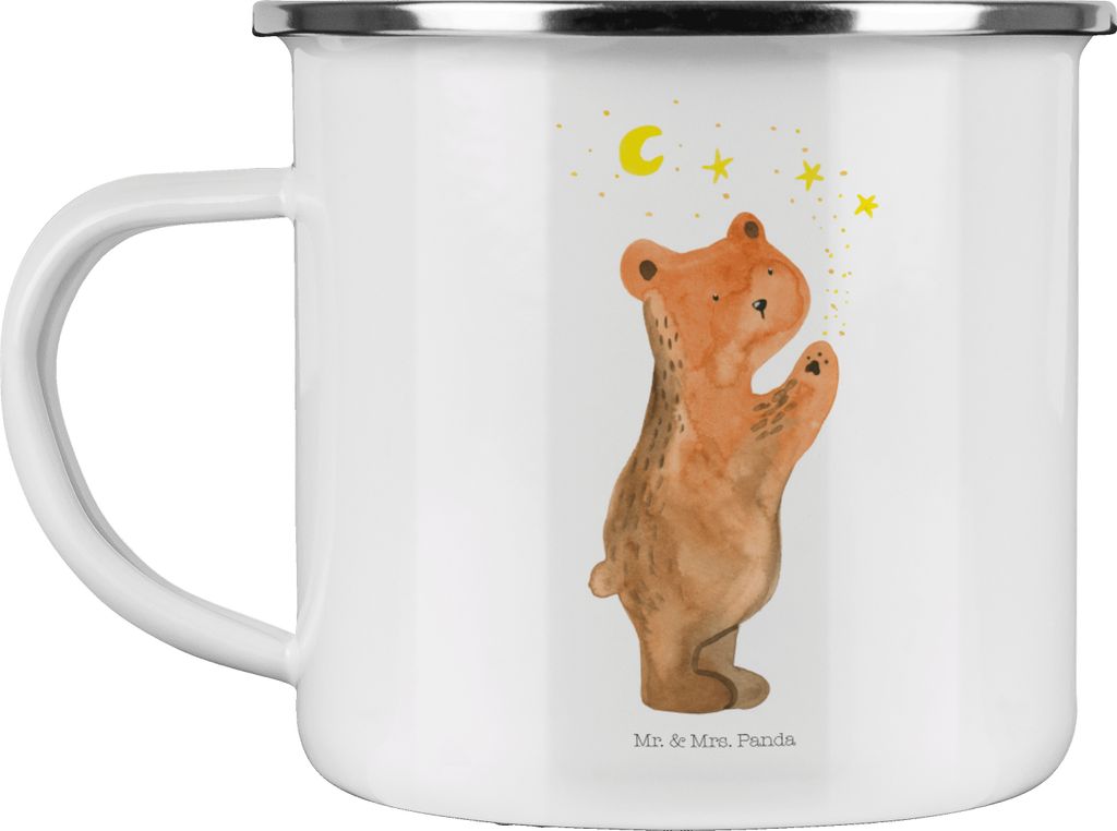 Mr. & Mrs. Panda Teetasse Verliebter Bär - Weiß - Geschenk, Teebecher, To The Moon And Back, Verliebte, Spruch, Emaille Tasse, Haferl, Reisebeche...