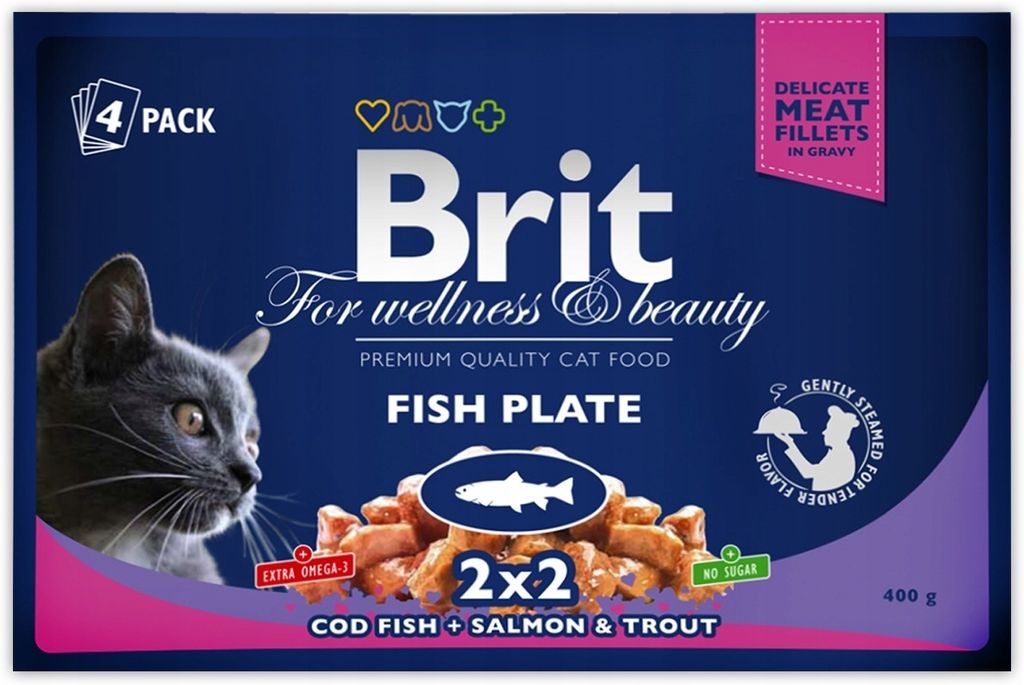 Brit Cat Pouches FISH PLATE 400g 4x100g