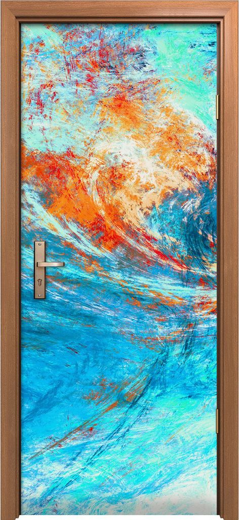 Türposter 80x200 cm Türaufkleber Türtapete Türfolie Klebefolie Blaue Meereswelle Künstlerische