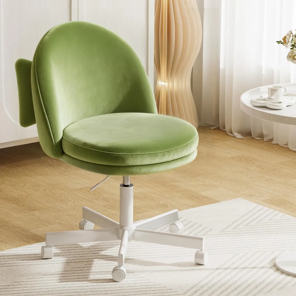 HOMCOM Sedia Da Ufficio Fuzzy Con Orecchie Da Coniglio – Poltroncina Girevole In Finta Pelliccia, Altezza Regolabile, Senza Braccioli Per Camera Da Letto - 2