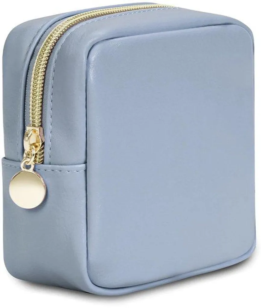 Petite trousse à maquillage en cuir PU bleu ciel pour pinceaux de voyage